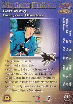 1998-99 Pacific Paramount - Silver #212 Stephane Matteau Back