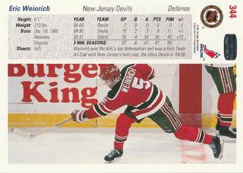 1991-92 Upper Deck #344 Eric Weinrich Back