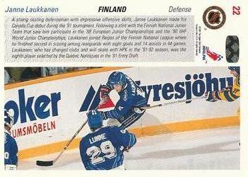 1991-92 Upper Deck #22 Janne Laukkanen Back