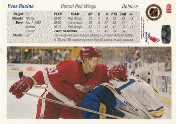 1991-92 Upper Deck #498 Yves Racine Back