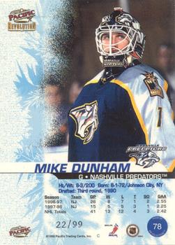 1998-99 Pacific Revolution - Ice Shadow #78 Mike Dunham Back