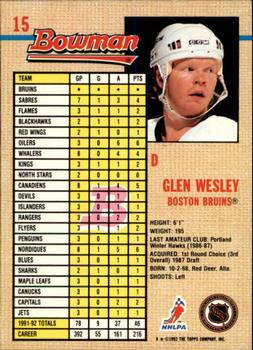 1992-93 Bowman #15 Glen Wesley Back