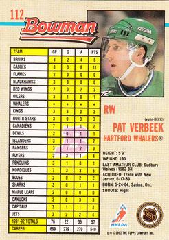 1992-93 Bowman #112 Pat Verbeek Back