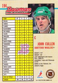 1992-93 Bowman #194 John Cullen Back