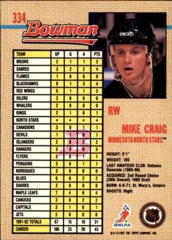 1992-93 Bowman #334 Mike Craig Back