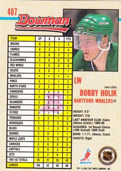 1992-93 Bowman #407 Bobby Holik Back