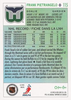 1992-93 O-Pee-Chee #115 Frank Pietrangelo Back