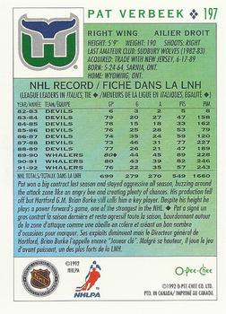 1992-93 O-Pee-Chee #197 Pat Verbeek Back