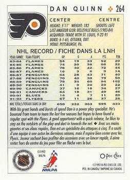 1992-93 O-Pee-Chee #264 Dan Quinn Back