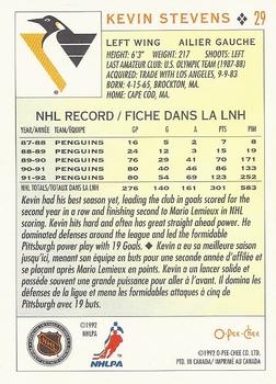 1992-93 O-Pee-Chee #29 Kevin Stevens Back