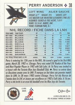 1992-93 O-Pee-Chee #38 Perry Anderson Back
