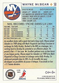 1992-93 O-Pee-Chee #50 Wayne McBean Back