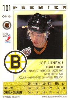1992-93 O-Pee-Chee Premier #101 Joe Juneau Back