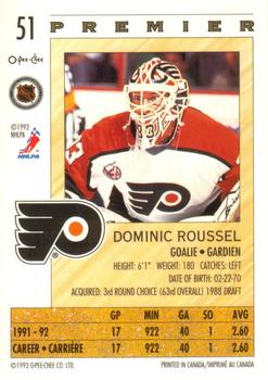 1992-93 O-Pee-Chee Premier #51 Dominic Roussel Back