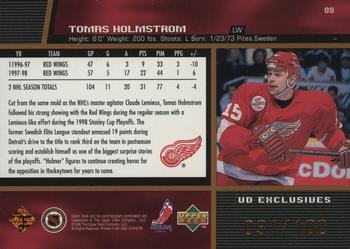 1998-99 Upper Deck - UD Exclusives #89 Tomas Holmstrom Back