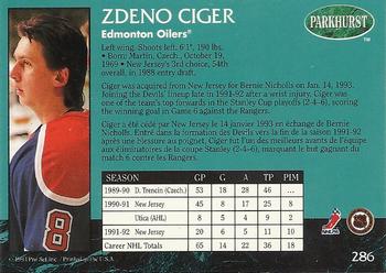 1992-93 Parkhurst #286 Zdeno Ciger Back