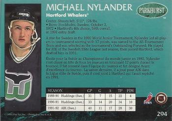 1992-93 Parkhurst #294 Michael Nylander Back