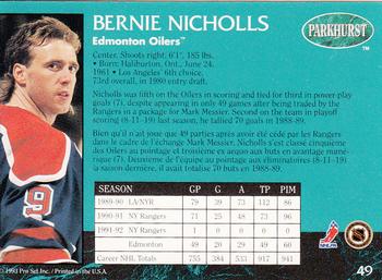 1992-93 Parkhurst #49 Bernie Nicholls Back