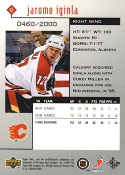 1998-99 Upper Deck Black Diamond - Double Diamond #12 Jarome Iginla Back