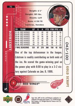 1998-99 Upper Deck MVP - Gold Script #70 Nicklas Lidstrom Back