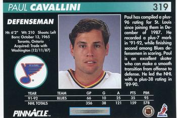 1992-93 Pinnacle #319 Paul Cavallini Back