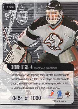 1999-00 Be a Player Memorabilia - Heritage Ruby #H-05 Dominik Hasek Back