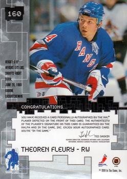1999-00 Be a Player Millennium Signature Series - Autographs #160 Theoren Fleury Back