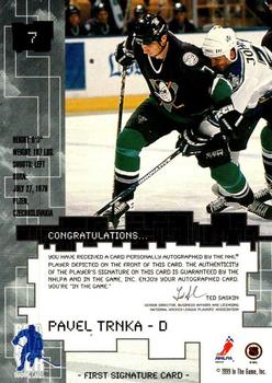 1999-00 Be a Player Millennium Signature Series - Autographs Gold #7 Pavel Trnka Back