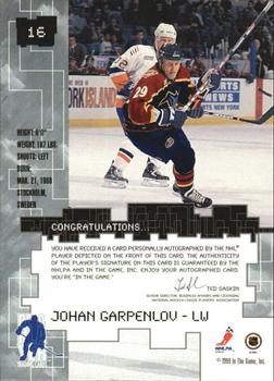 1999-00 Be a Player Millennium Signature Series - Autographs Gold #16 Johan Garpenlov Back