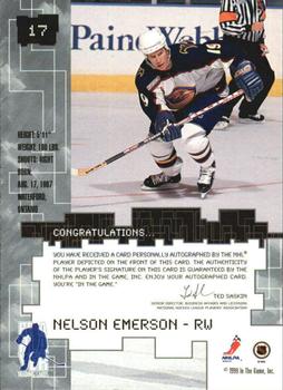 1999-00 Be a Player Millennium Signature Series - Autographs Gold #17 Nelson Emerson Back