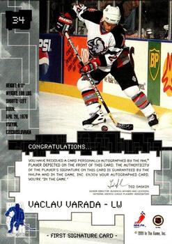 1999-00 Be a Player Millennium Signature Series - Autographs Gold #34 Vaclav Varada Back