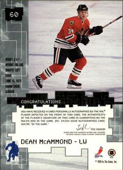 1999-00 Be a Player Millennium Signature Series - Autographs Gold #60 Dean McAmmond Back
