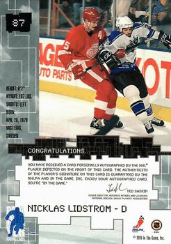 1999-00 Be a Player Millennium Signature Series - Autographs Gold #87 Nicklas Lidstrom Back