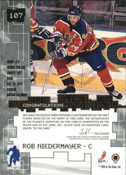 1999-00 Be a Player Millennium Signature Series - Autographs Gold #107 Rob Niedermayer Back