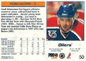1992-93 Pro Set #50 Norm Maciver Back