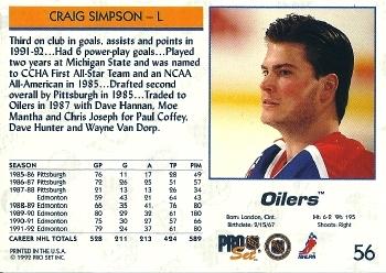 1992-93 Pro Set #56 Craig Simpson Back