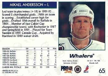 1992-93 Pro Set #65 Mikael Andersson Back