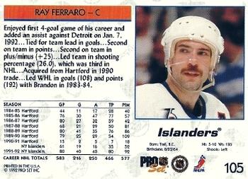 1992-93 Pro Set #105 Ray Ferraro Back