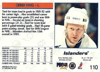 1992-93 Pro Set #110 Derek King Back