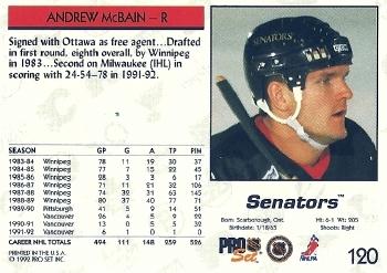 1992-93 Pro Set #120 Andrew McBain Back