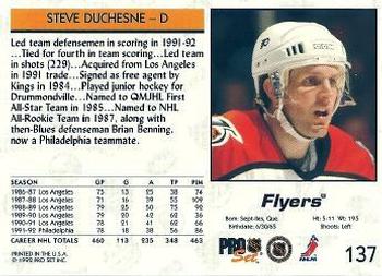 1992-93 Pro Set #137 Steve Duchesne Back