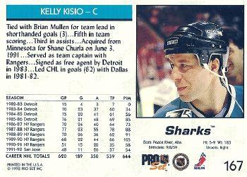 1992-93 Pro Set #167 Kelly Kisio Back