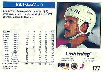 1992-93 Pro Set #177 Rob Ramage Back