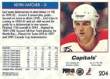 1992-93 Pro Set #204 Kevin Hatcher Back