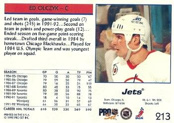 1992-93 Pro Set #213 Ed Olczyk Back