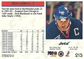 1992-93 Pro Set #215 Troy Murray Back