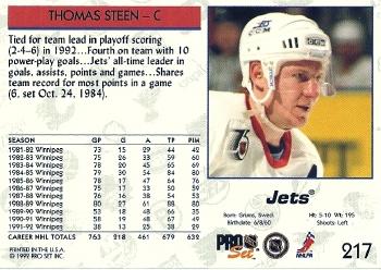 1992-93 Pro Set #217 Thomas Steen Back