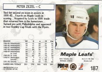 1992-93 Pro Set #187 Peter Zezel Back