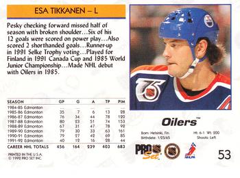 1992-93 Pro Set #53 Esa Tikkanen Back