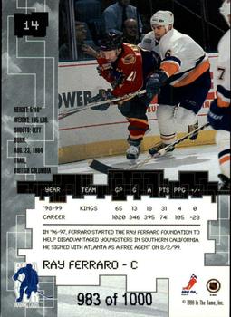 1999-00 Be a Player Millennium Signature Series - Ruby #14 Ray Ferraro Back